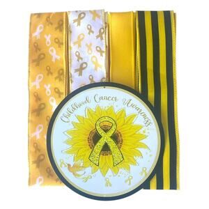 Childhood Cancer Awareness Wreath Kit – Sunflower Gold Ribbon Bundle DIY Decor